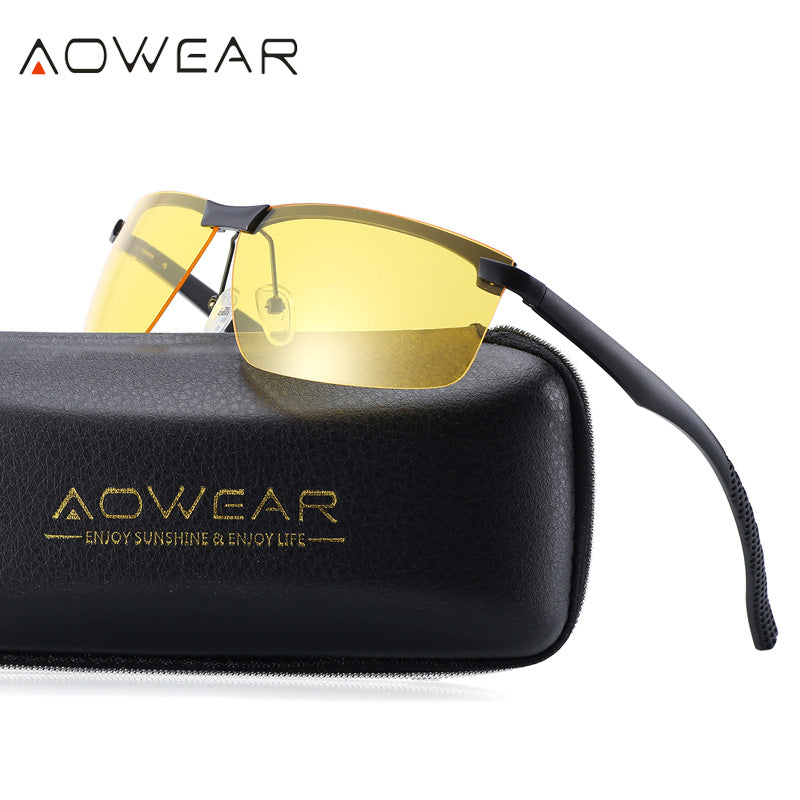 AOWEAR HD Night Vision Glasses Men Oculos Driver Goggles Yellow Driving Glasses Man Polarized Sunglasses for Night gafas de sol