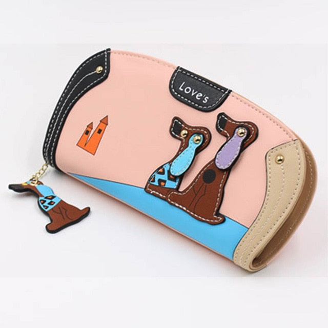 Ladies Cute Puppy Zipper Wallet Clutch