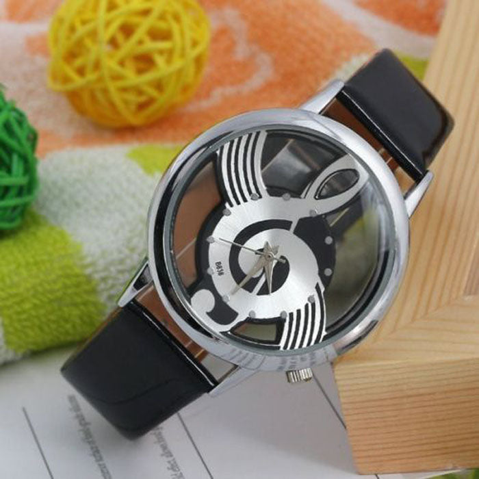 Watches Women Mens Note Music Notation Leather Quartz Wristwatches