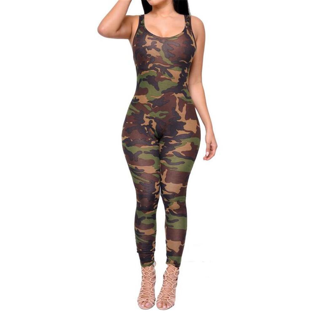 Women's Full Body Sleeveless Camouflage Bodysuit