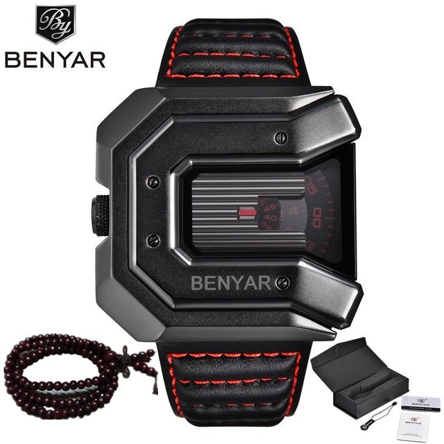 New Design BENYAR Luxury Brand Watch Reloj Hombre Men Waterproof Leather Quartz Clock Male Sports Watches Relogio Masculino