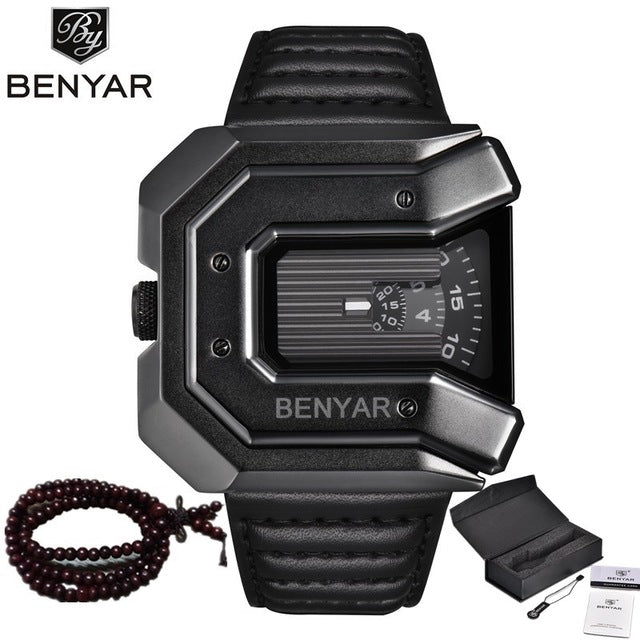 New Design BENYAR Luxury Brand Watch Reloj Hombre Men Waterproof Leather Quartz Clock Male Sports Watches Relogio Masculino