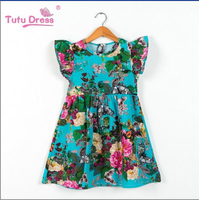 Summer Girls Dress Floral Print Princess Dresses For Baby Girls Designer Formal Party Dress Kids Clothes