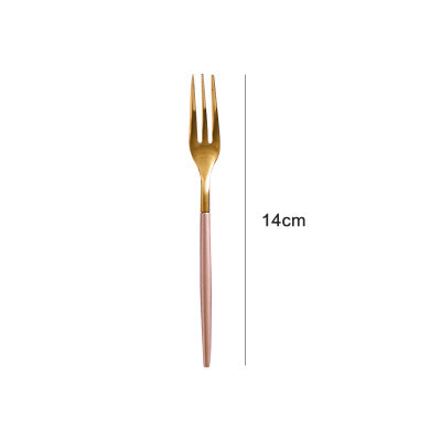 Korean Royal Pink Golden Tableware Cutlery Set Dinner Knife S poon Fork Sets 18/8 Stainless Steel Western Gold Dinnerware Set