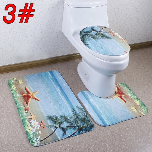 3pcs 3D Toilet Seat Cover Set
