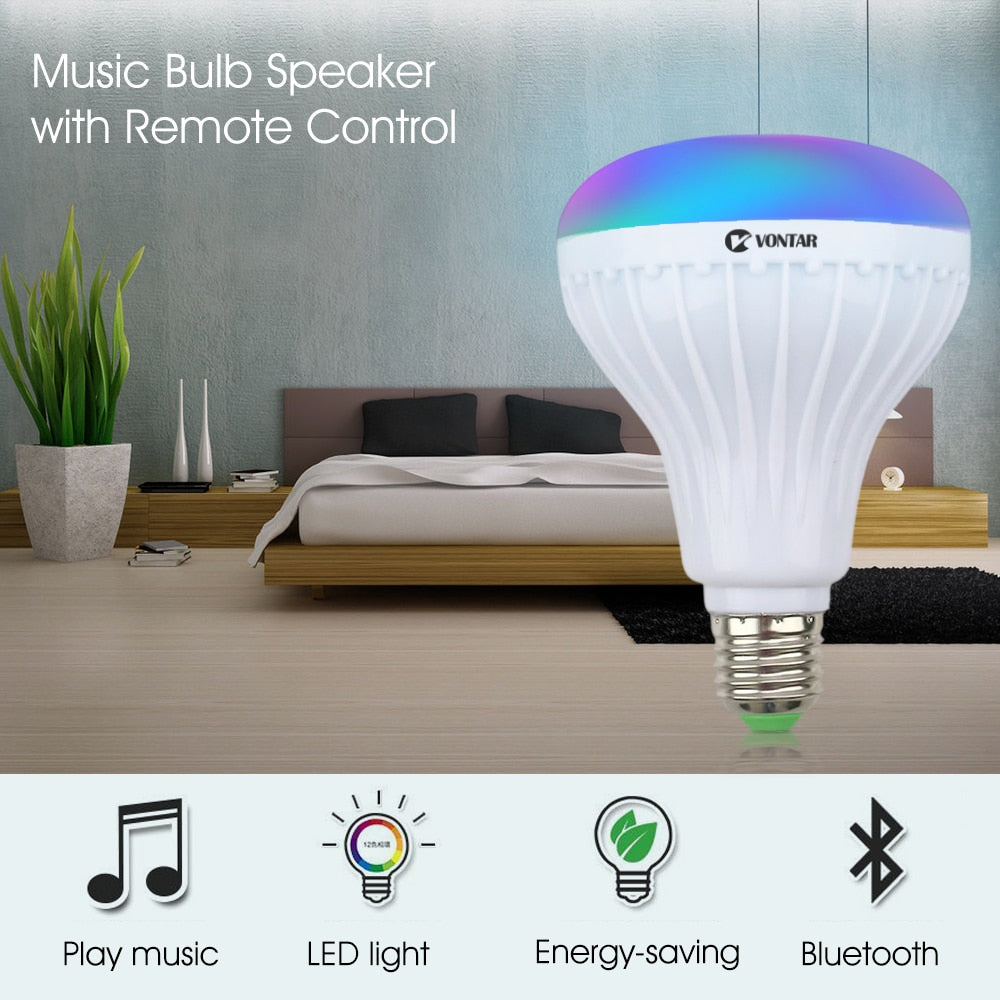 Wireless Bluetooth Speaker w/ Smart LED Bulb & Remote Control