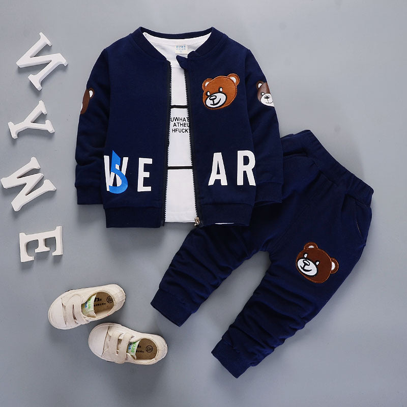 Brand New Children Boys Girls Clothing Sets Spring Autumn Fashion Style Cotton Coat With Pants Baby Clothes 3 Pcs Tracksuit