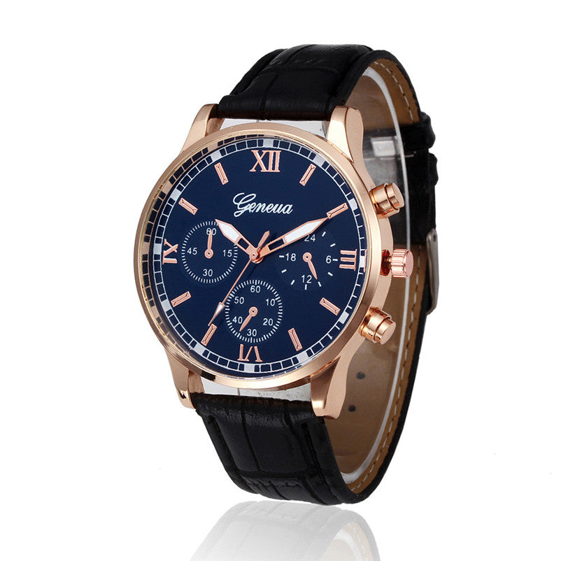 Fashion Quartz Wristwatches Retro Classical Solemn Design Leather Band Analog Alloy Quartz Business Wrist Watch