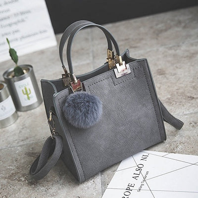 Handbag Women Casual Tote Bag Female Large Shoulder Messenger Bags High Quality PU Leather Handbag With Fur Ball Sac a main