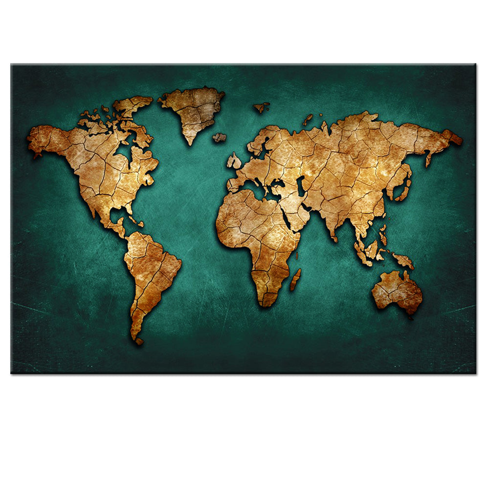 Abstract World Map Painting Print on Canvas