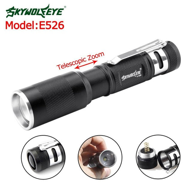 Waterproof Penlight flashlight 3800LM XPE led torch 3 modes bike light Zoom lanterna with pocket clip by AA/14500