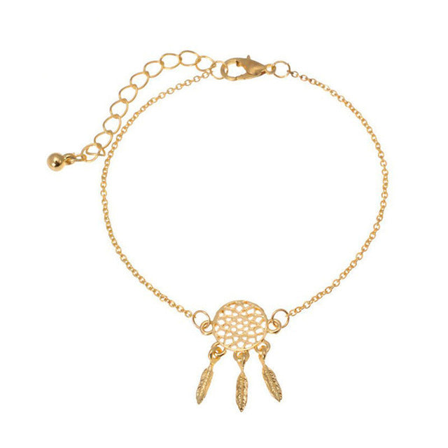 Charm Bracelets & Bangles Women Alloy Fashion Feather Chain Statement Bracelet Dream Catcher Pendant Bracelet