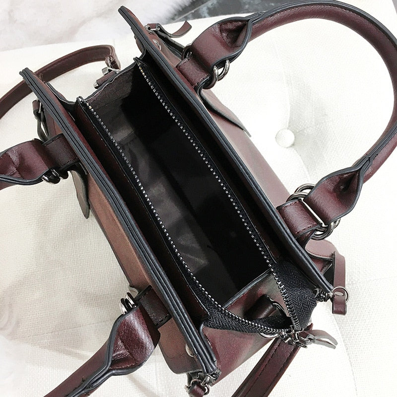 Women's Designer Vintage Leather Shoulder Handbag