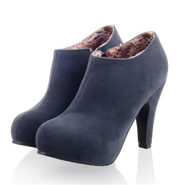 COVOYYAR Elegant Women Ankle Boots Autumn Winter Dress High Heels Lady Suede Boots Platform Shoes Women Size 34-43