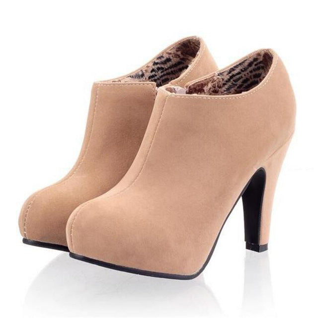 COVOYYAR Elegant Women Ankle Boots Autumn Winter Dress High Heels Lady Suede Boots Platform Shoes Women Size 34-43