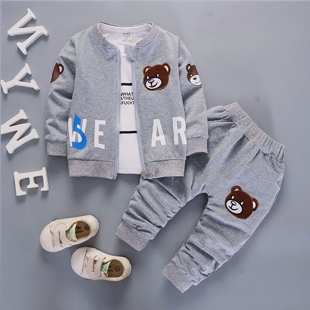 Brand New Children Boys Girls Clothing Sets Spring Autumn Fashion Style Cotton Coat With Pants Baby Clothes 3 Pcs Tracksuit