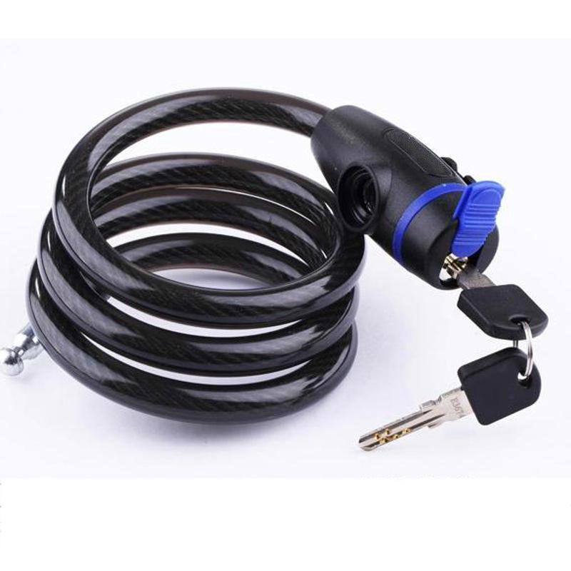 Universal Stainless Steel Anti-Theft Coil Bike Lock with 2 Keys