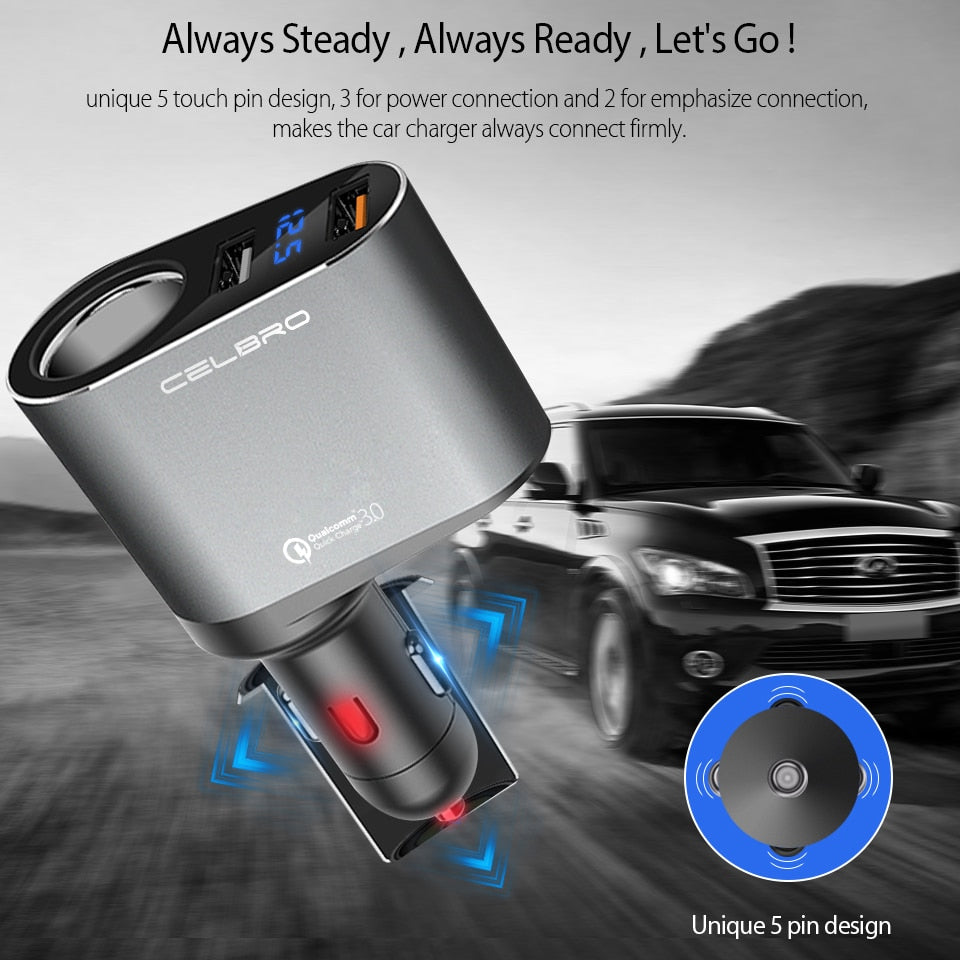 Dual USB 3.0 Quick Charging Car Charger Outlet Adapter