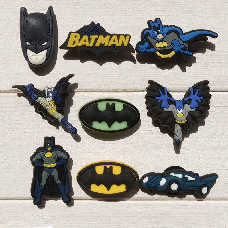 Novelty 1pc Batman PVC Shoe Charms Shoe accessories Shoe decoration Shoe Buckles Accessories Fit Kids Band Bracelets Croc JIBZ