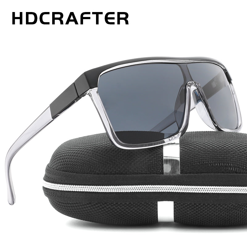 HDCRAFTER Luxury Square Shield  Men Sunglasses Driving Male Brand Sun Glasses For Men Cool Shades Mirror lens Oculos