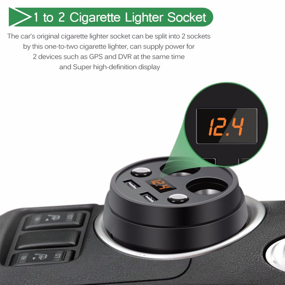 2 USB Port & Cigarette Lighter Car Outlet Adapter