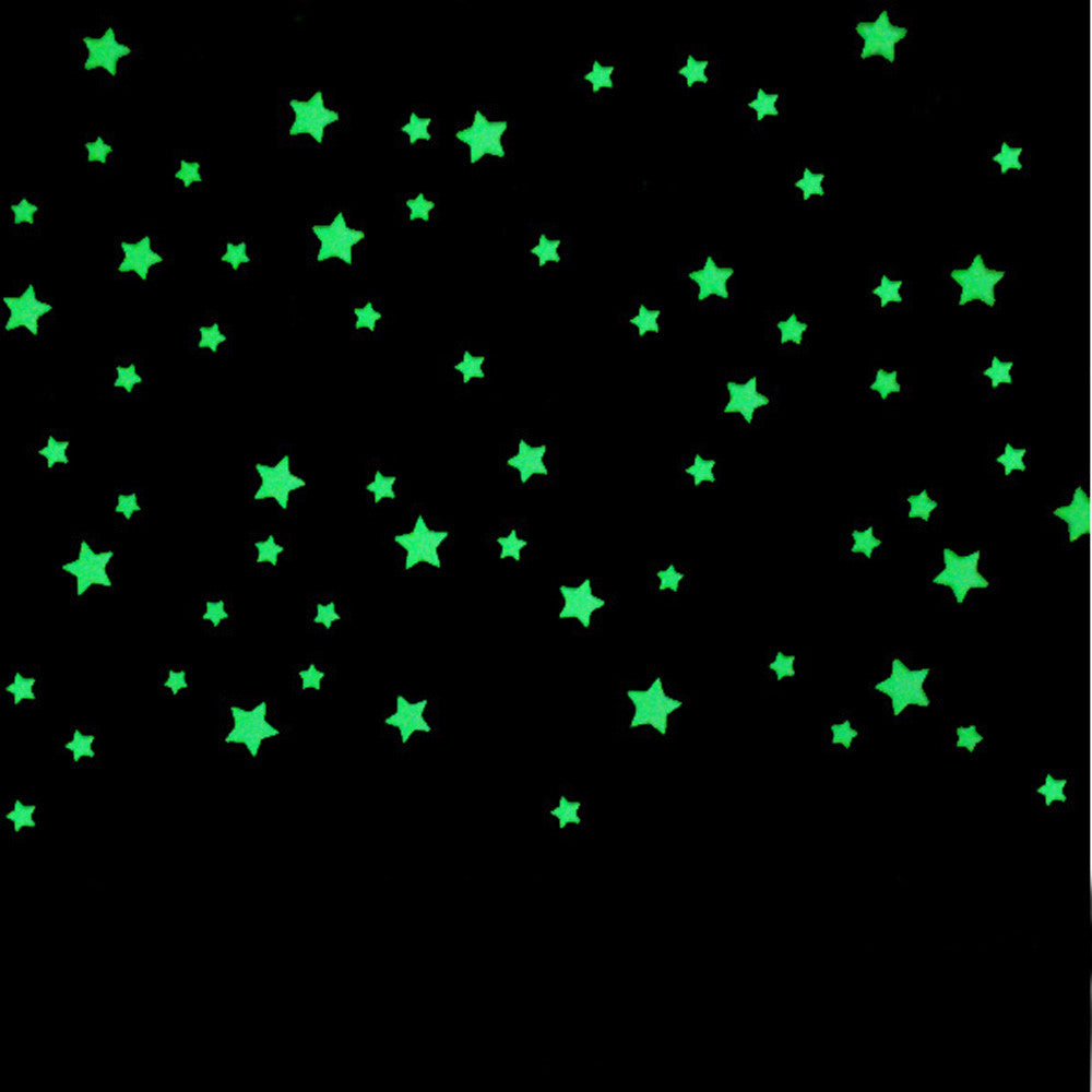 100 Piece: Kids Fluorescent Glow-in-the-Dark Stars Wall Stickers