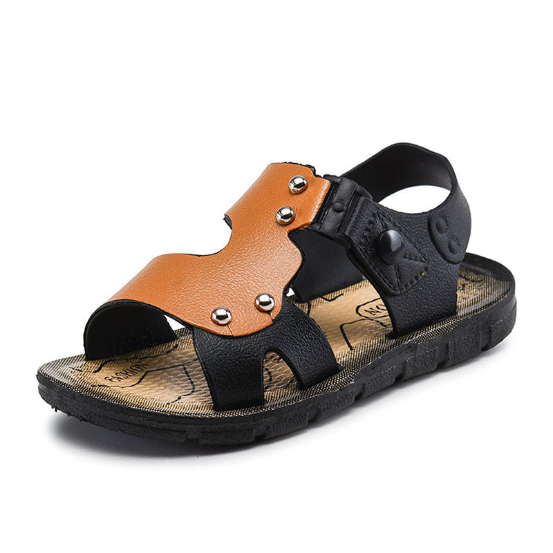 JUSTSL children 's fashion sandals boys beach shoes buckle baby sandals outdoor kids non - slip flat shoes size23-35 Summer