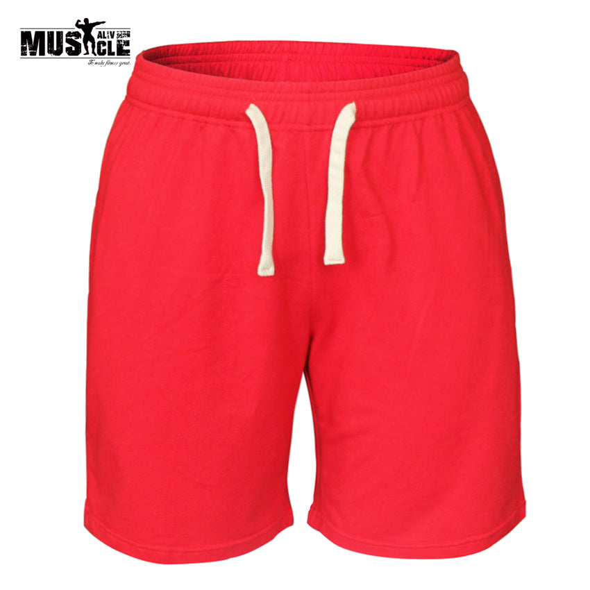 MUSCLE ALIVE Men's Casual Shorts Fitness Gyms Shorts Workout Bodybuilding Shorts with Pockets and Drawstring Athlete Sportswear