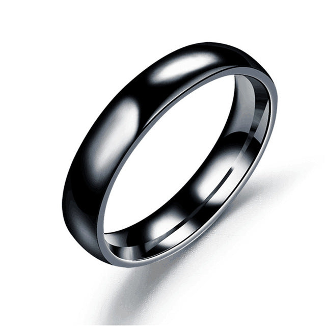 ZORCVENS stainless steel men ring 4mm black & silver & gold-color rings for women men jewelry