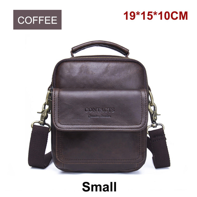 CONTACT'S Genuine Leather Shoulder Bags Fashion Men Messenger Bag Small ipad Male Tote Vintage New Crossbody Bags Men's Handbags