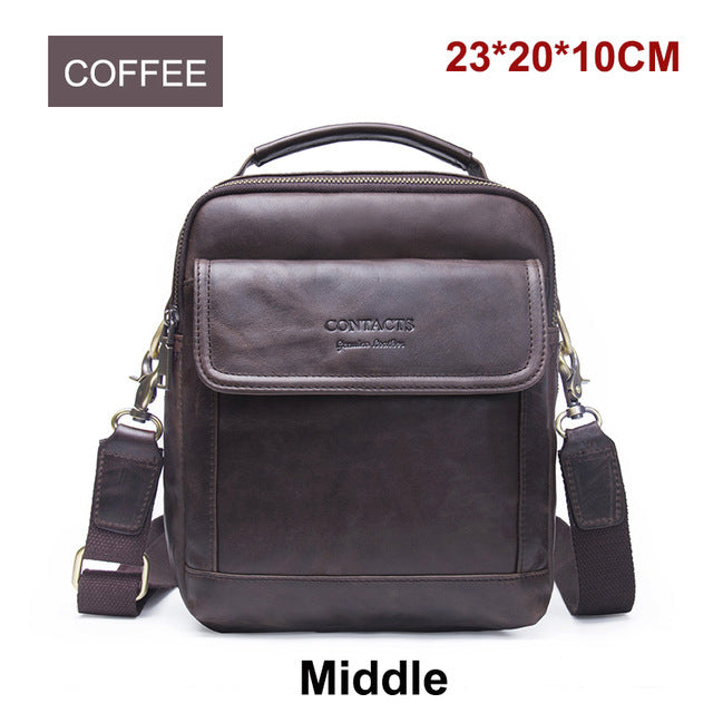 CONTACT'S Genuine Leather Shoulder Bags Fashion Men Messenger Bag Small ipad Male Tote Vintage New Crossbody Bags Men's Handbags