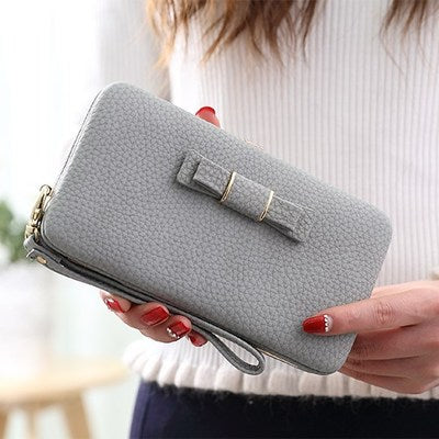 Purse bow wallet female famous brand card holders cellphone pocket PU leather women money bag clutch women wallet 505