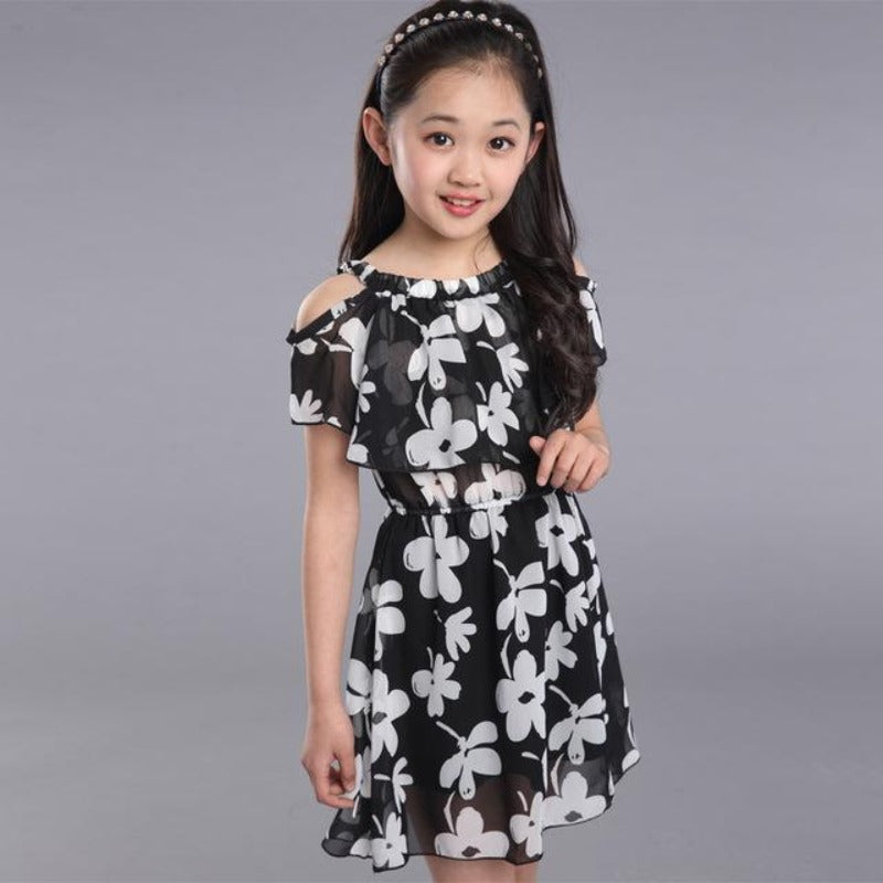 Baby Girls Dress Summer Fashion Children Clothing Kids Flower Dress Chiffon Princess Costume Vestidos  8 9 10 11 12 Yrs