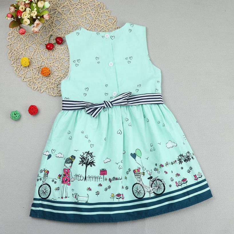 LONSANT Summer Girls Dresses Sleeveless A-Line Vestidos Print Cotton Children Clothes Baby Girl Dress
