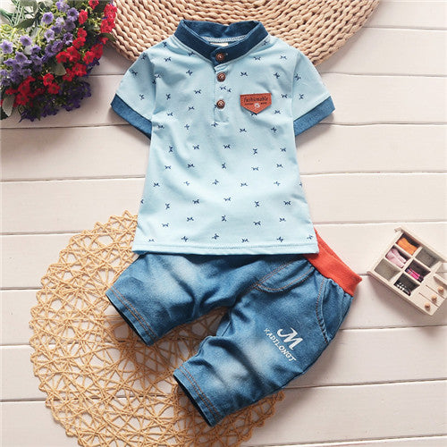 BibiCola Summer Children's Clothing Sets Baby Boy Casual Suit Sets Short Sleeve T-shirt + Pants Suit Summer Clothing Set