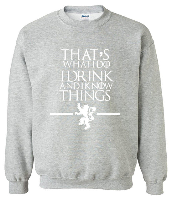 Sweatshirt men hoodies Game of Thrones men's sportswear That's What I Do I Drink and I know Things printed k-pop top brand