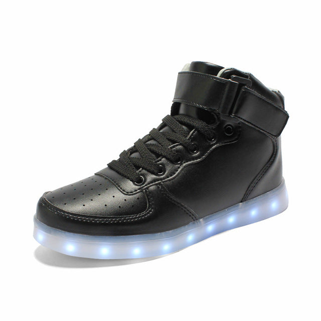 KRIATIV Kids Boy and Girl's High Top LED Sneakers Light Up Flashing Shoes Luminous Sneakers