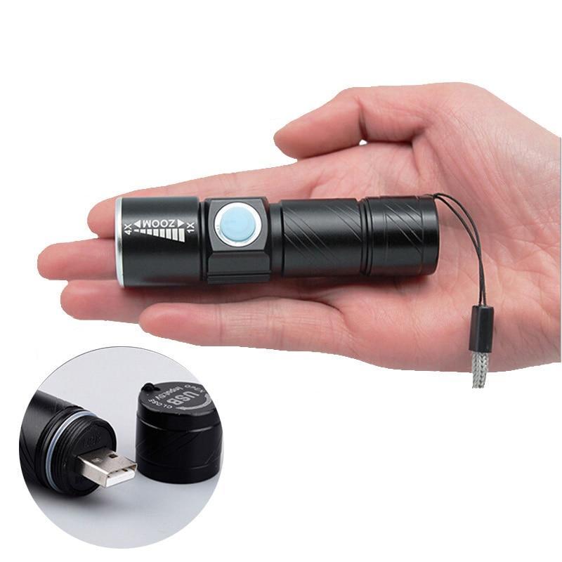 Portable USB Rechargeable Handy Powerful LED Flashlight