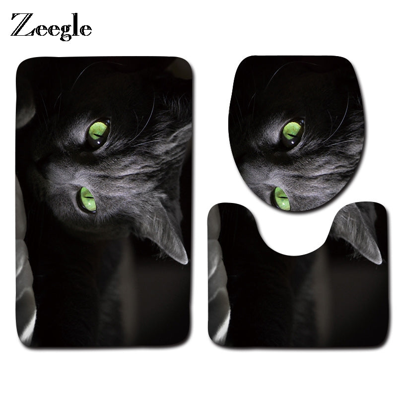 3pcs Cat PrintedToilet Seat Cover Set