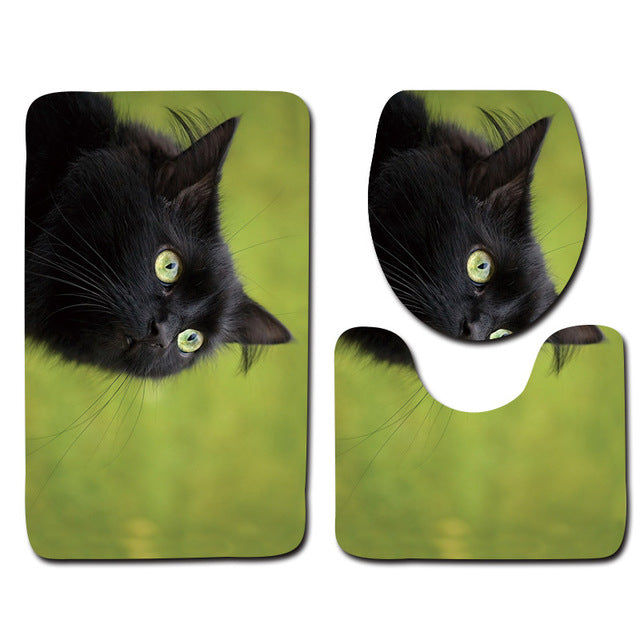 3pcs Cat PrintedToilet Seat Cover Set