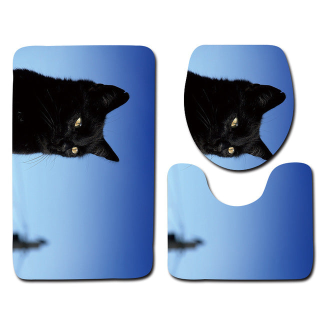 3pcs Cat PrintedToilet Seat Cover Set