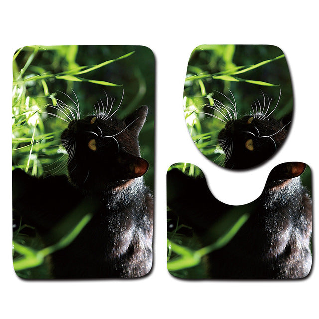 3pcs Cat PrintedToilet Seat Cover Set