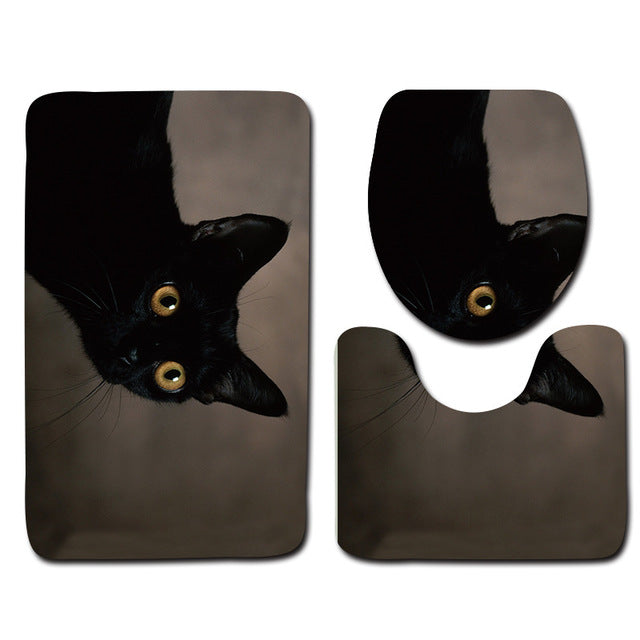 3pcs Cat PrintedToilet Seat Cover Set