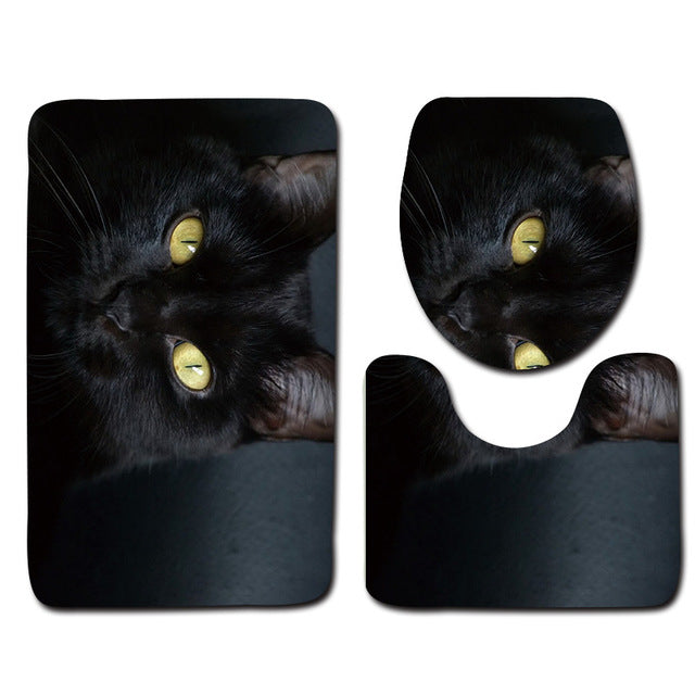 3pcs Cat PrintedToilet Seat Cover Set