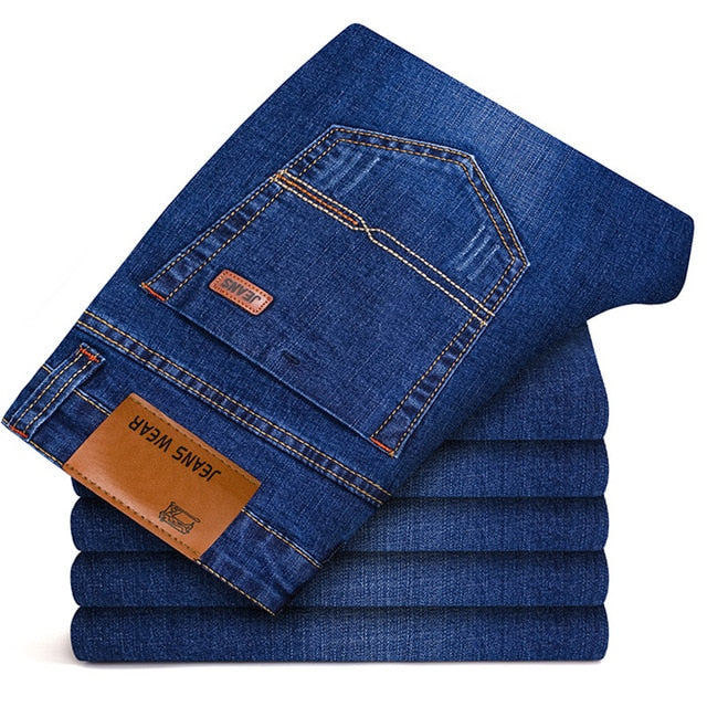 Brother Wang Brand   New Men's Fashion Jeans Business Casual Stretch Slim Jeans Classic Trousers Denim Pants Male 101