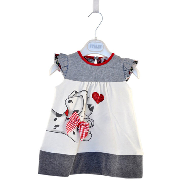 Girls Infant Cute Dog Print Dress