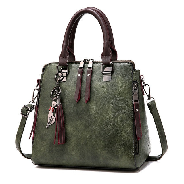 Women's Famous Saffiano Leather Tassel Shoulder Bag