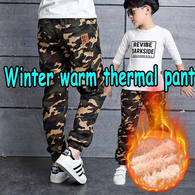 Spring and Winter Warm Boys pants for 100-160cm Boys Camouflage Children Pants Cotton Boy trousers Kids Sweatpants 2 Kinds Pants