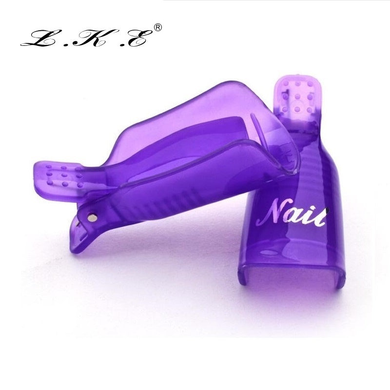 LKE 10PCS Nail Gel Polish Remove Soaker Caps Soak Off Nail gel Plastic Nail Art tools Manicure Nails Gel Varnish Remover Clips