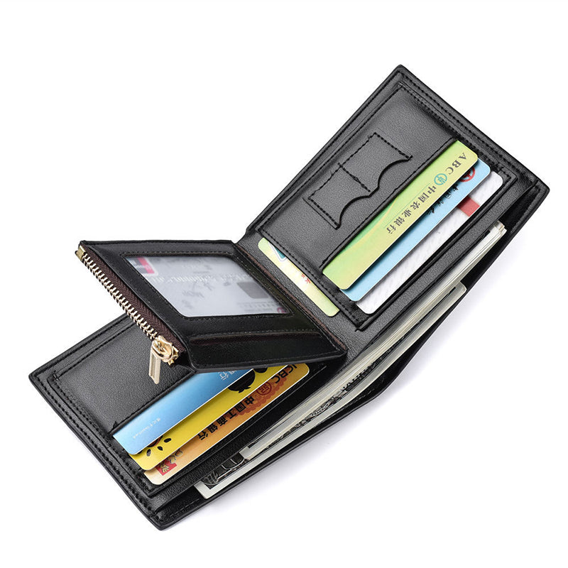 New Men's Wallet Coin Short Credit Card Holder with Pocket Zipper Wallet fashion Top level PU And Leather Wallet